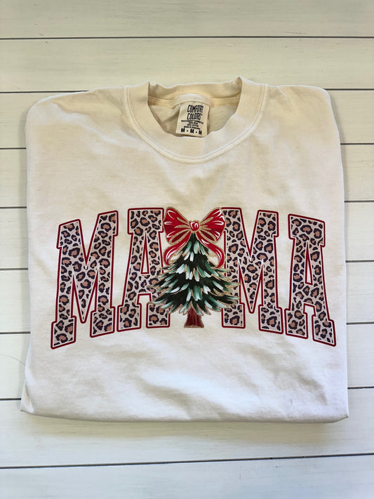 Leopard MAMA with Christmas Tree - Graphic Tee