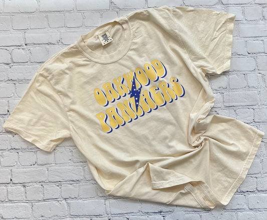 Oakwood Panthers Retro Lightning Bolt Spirit Tee