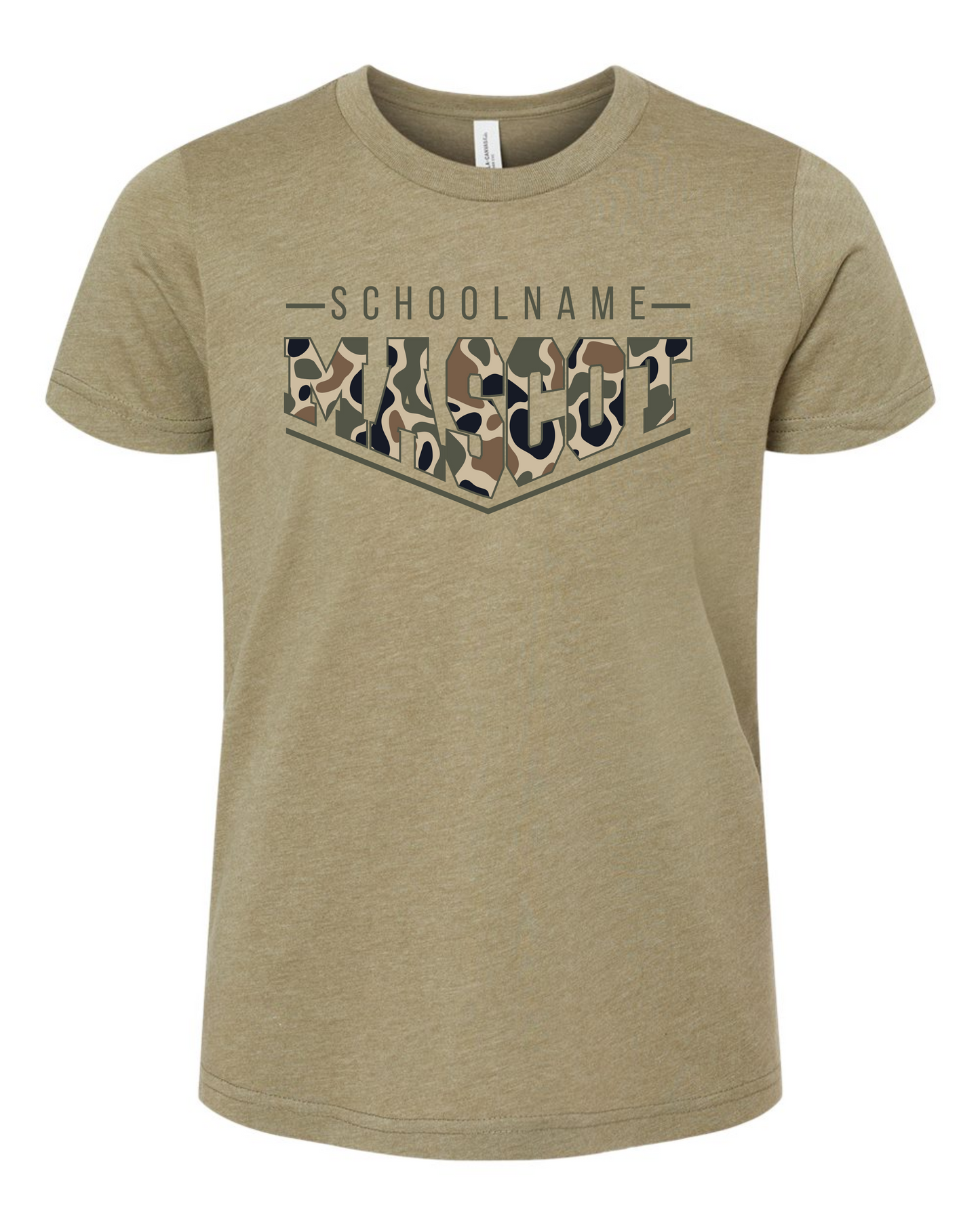 Pointed Camo Spirit Graphic Tee - Multi School and Custom