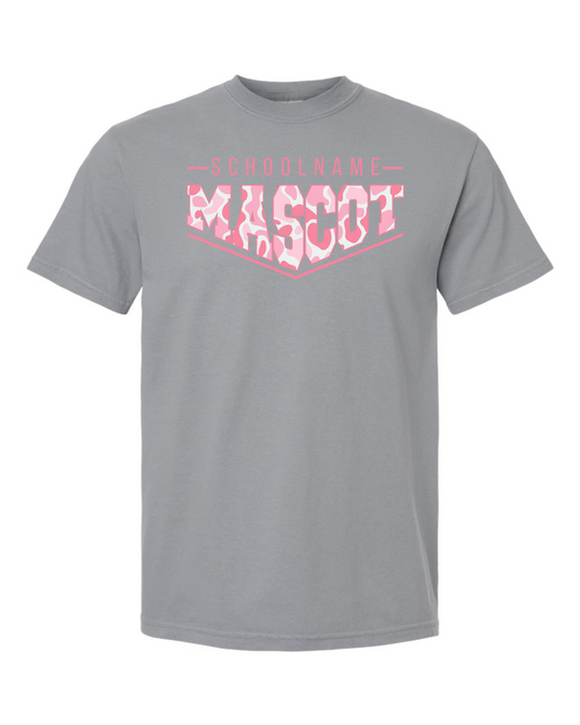 Pink Pointed Camo Spirit Graphic Tee - Multi School and Custom