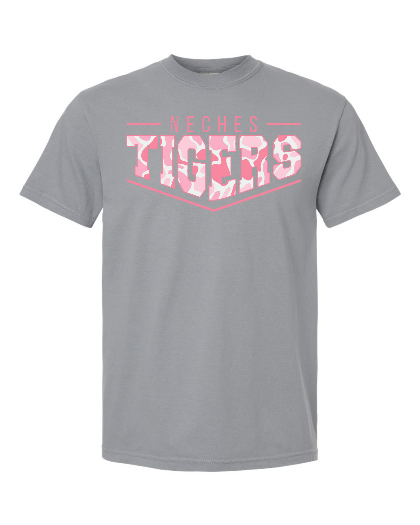 Pink Pointed Camo Spirit Graphic Tee - Multi School and Custom