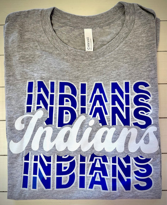 Frankston Indians Retro Repeating Fade (color) Spirit Tee