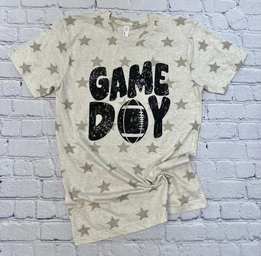 Football Game Day Stars Graphic Tee - Ivory