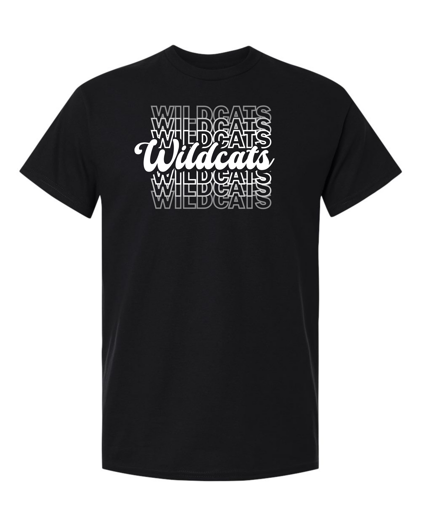 Palestine Wildcats Retro Repeating Fade (white) Spirit Tee