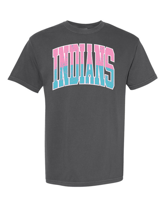Two Tone Curved Indians Graphic Tee
