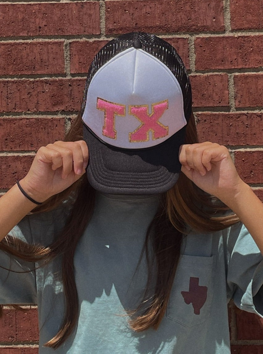 Glitter TX Letter Patch Foam Hat