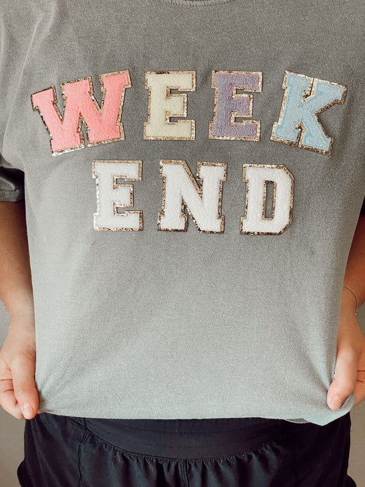 Weekend Glitter Patch Graphic Tee