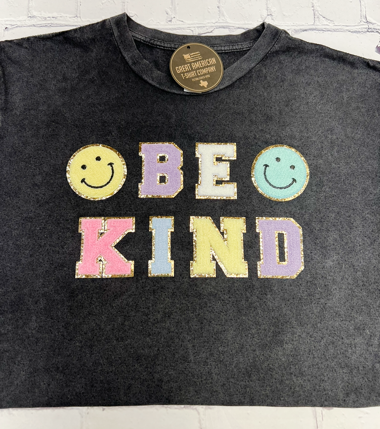 Be Kind Glitter Patch Graphic Tee