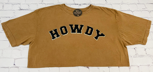 Howdy Curved Glitter Patch Graphic Tee