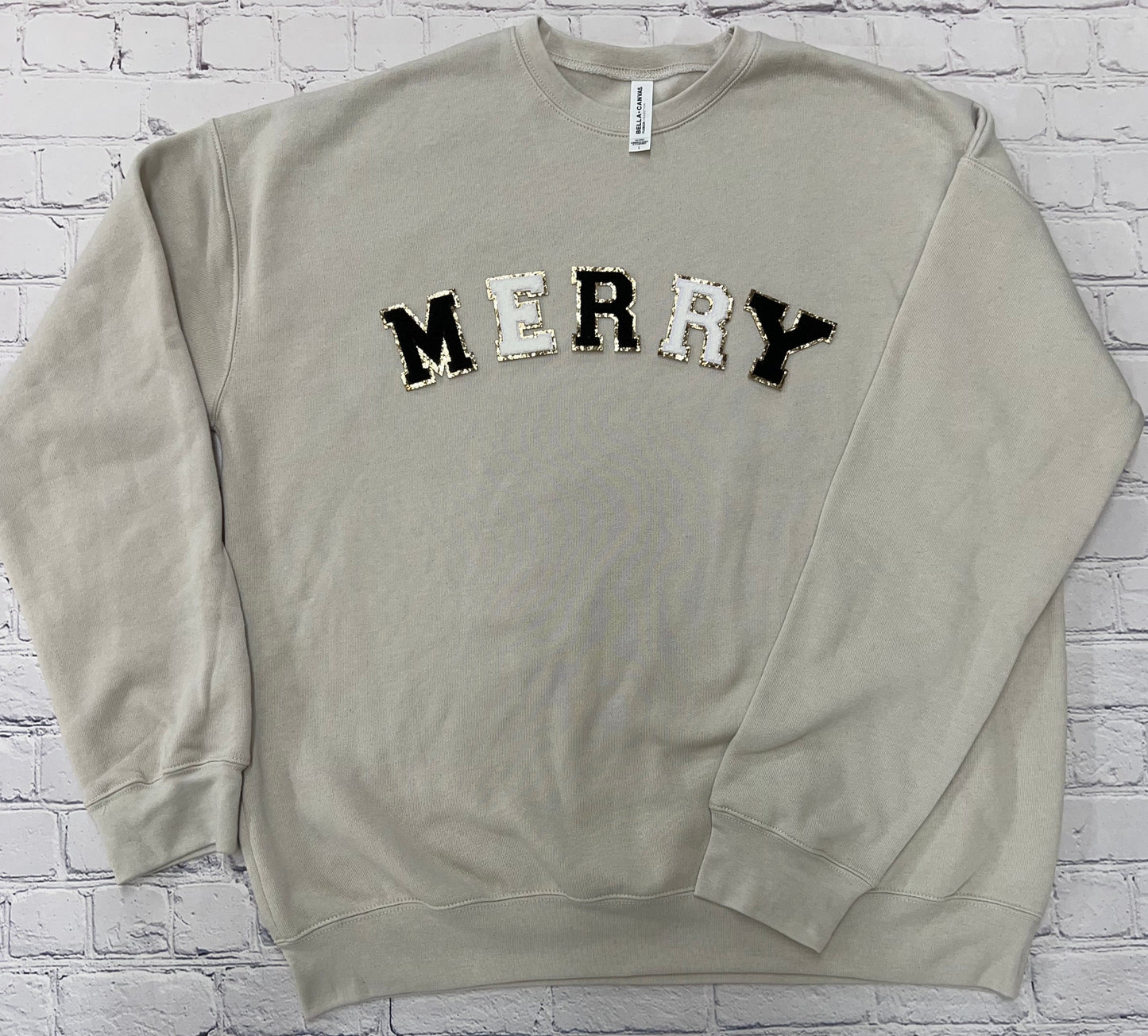 Merry Letter Patch Graphic Sweatshirt