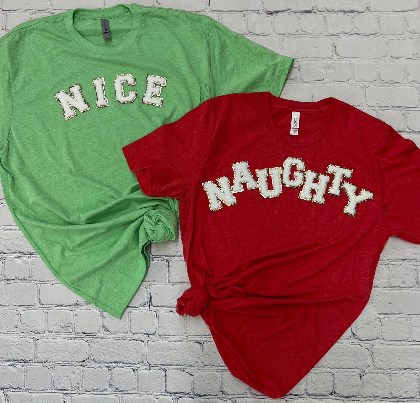 Naughty/Nice Letter Patch Graphic Tee