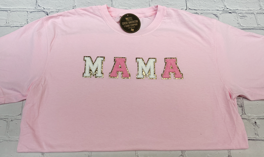 Light Pink Mama Glitter Patch Graphic Tee