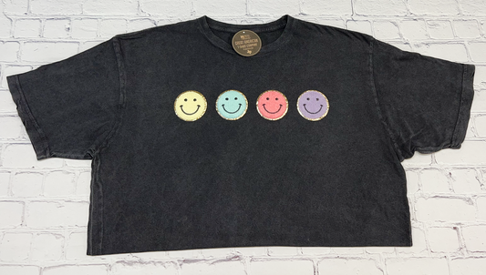Smileys Glitter Patch Graphic Tee