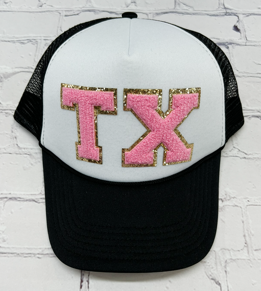 Glitter TX Letter Patch Foam Hat