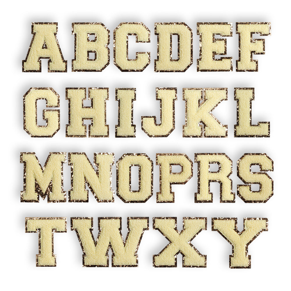 Personalized Terracotta Yellow Glitter Initial Letter Patch Unstructured Hat